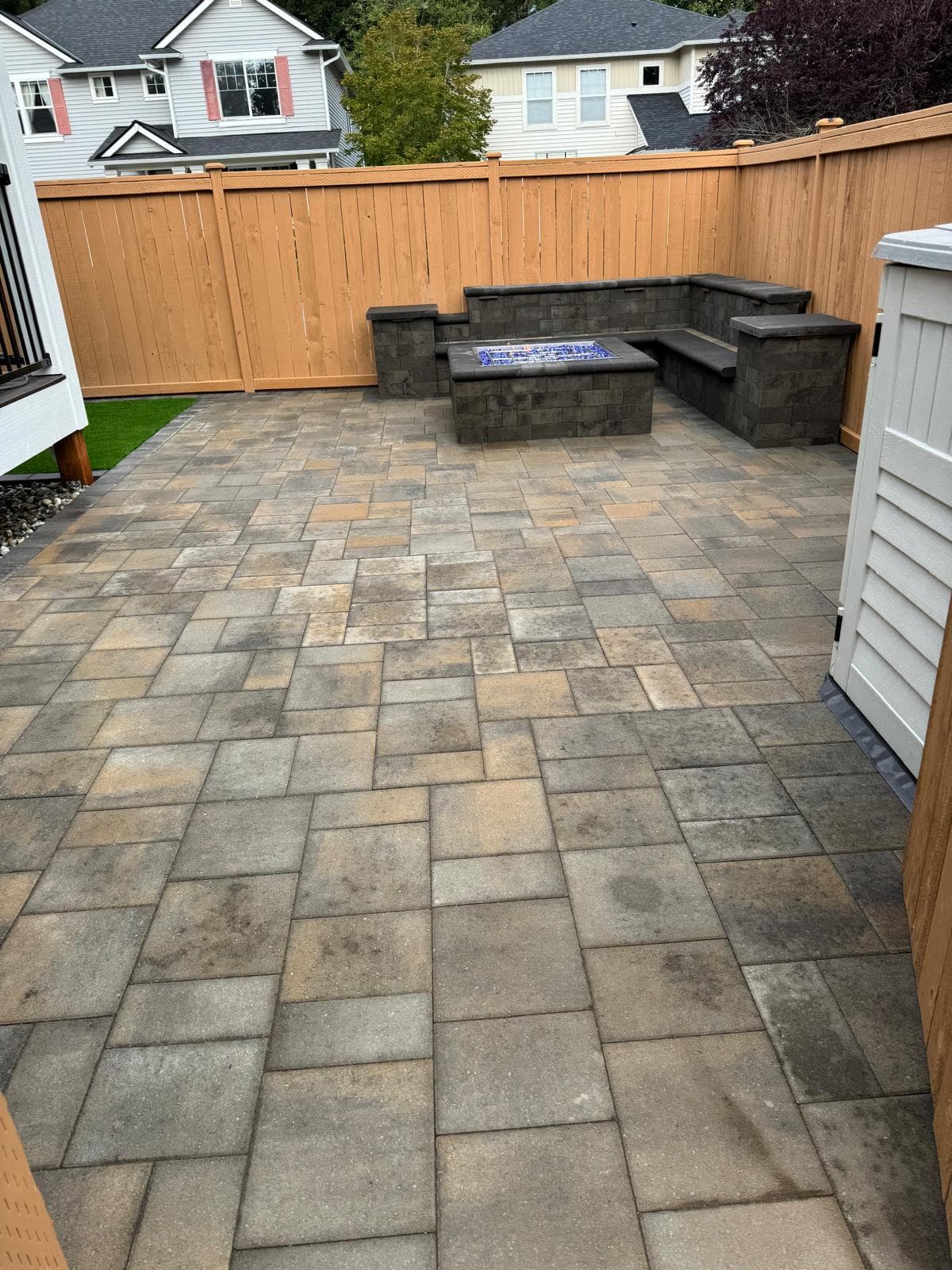 Professional paver stone patio installation in Seattle by Emerald Garden Paver